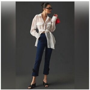 Maeve Anthropologie Cropped High Rise Slim Ankle‎ Bow JeansCollette  NEW
